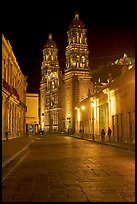 Hidalgo Avenue and Cathedral at night. Zacatecas, Mexico