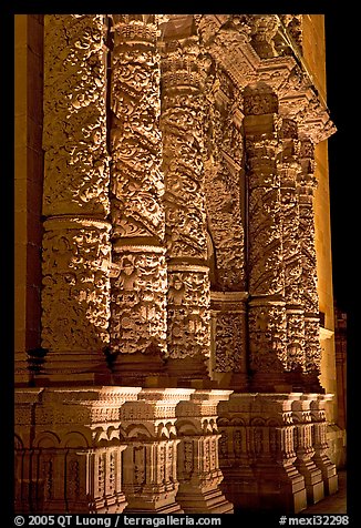 Churrigueresque columns on the facade of the Cathdedral. Zacatecas, Mexico (color)