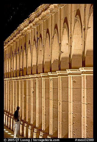 Columns of Poseda de la Moneda by night. Zacatecas, Mexico (color)