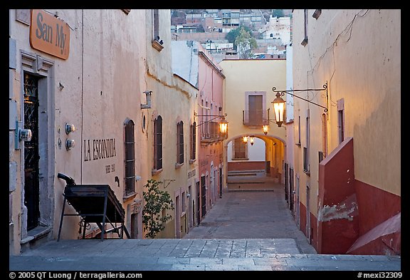 Passageway at dawn. Zacatecas, Mexico