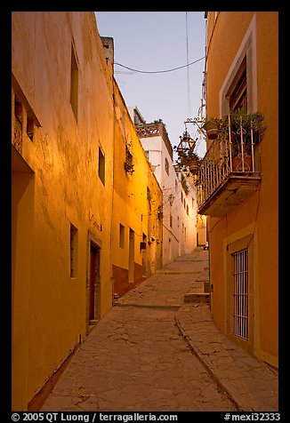 Steep callejone at dusk. Guanajuato, Mexico (color)