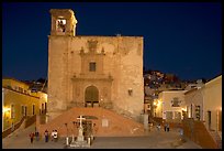 Plaza and church San Roque at night. Guanajuato, Mexico