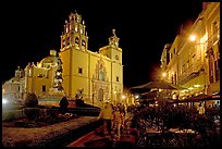 Plaza de la Paz and Basilica de Nuestra Senora de Guanajuato by night. Guanajuato, Mexico (color)