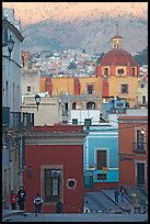 Templo de San Roque, streets, and hillside, early morning. Guanajuato, Mexico