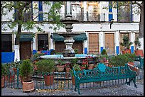 Fountain and public bench on Plazuela San Fernando. Guanajuato, Mexico (color)