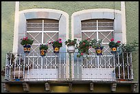 Balcony with potted flowers. Guanajuato, Mexico (color)