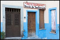 Closed doors of restaurant  Plazuela San Fernando. Guanajuato, Mexico (color)