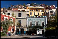 Houses on hill above  Plazuela San Fernando. Guanajuato, Mexico ( color)