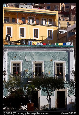 Houses bordering Plazuela San Fernando. Guanajuato, Mexico