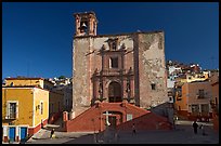 Plaza and church San Roque, early morning. Guanajuato, Mexico (color)