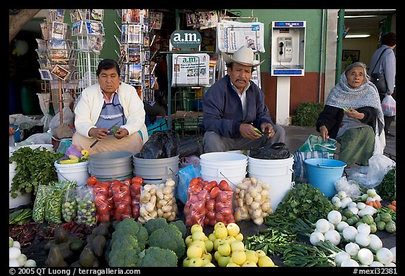 Fruit and vegetable vendors on the street. Guanajuato, Mexico