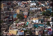 Brligly painted houses on hillside. Guanajuato, Mexico (color)