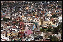 View of the city center from Pipila, mid-day. Guanajuato, Mexico