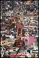 View of the city center with churches and roofs, mid-day. Guanajuato, Mexico ( color)