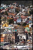 City center from above  with dome of Templo de la Compania de Jesus. Guanajuato, Mexico