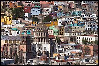 City center from above  with dome of Templo de la Compania de Jesus. Guanajuato, Mexico ( color)