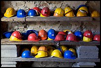 Hard hats used for descending into La Valenciana mine. Guanajuato, Mexico