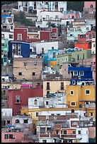 Vividly colored houses on steep hill. Guanajuato, Mexico (color)