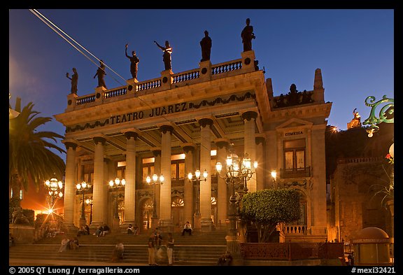 Teatro Juarez at night. Guanajuato, Mexico