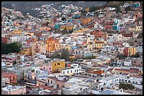 Historic town seen from above at dawn. Guanajuato, Mexico