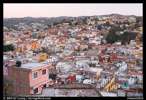 Panoramic view of the town at dawn. Guanajuato, Mexico (color)