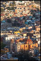 Church San Roque, and houses, early morning. Guanajuato, Mexico