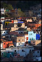 Vividly colored houses on hill, early morning. Guanajuato, Mexico (color)