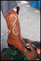 Mexican boot being polished. Guanajuato, Mexico ( color)