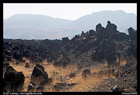 Hardened lava and hills. Mexico (color)