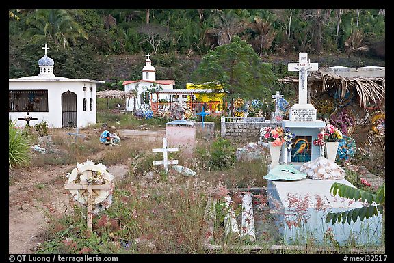 Cemetery with tombs of all shapes and sizes. Mexico (color)