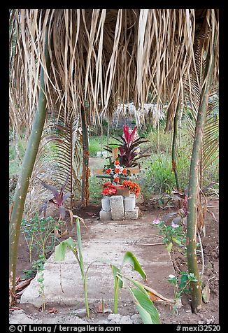 Tropical tomb in a cemetery. Mexico