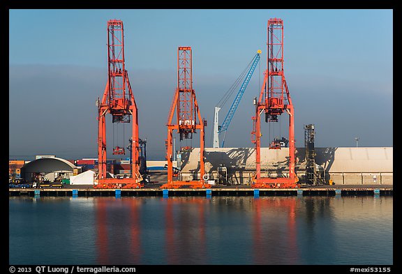 Cranes in port, Ensenada. Baja California, Mexico