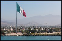 Giean Mexican national flag flying above Malecon, Ensenada. Baja California, Mexico ( color)