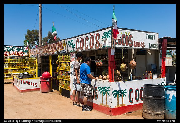 Customers at food stand. Baja California, Mexico (color)