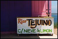 Sign at beachside food stand. Baja California, Mexico (color)