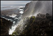 Cliffs and spray from blowhole, La Bufadora. Baja California, Mexico (color)