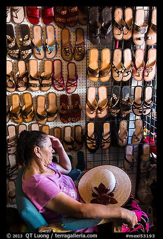 Sandals vendor. Baja California, Mexico (color)