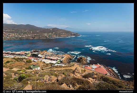 Bay, market, and blowhole visitor center, La Bufadora. Baja California, Mexico