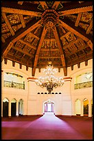 Carved beams and chandelier, casino room, Riviera Del Pacifico, Ensenada. Baja California, Mexico (color)