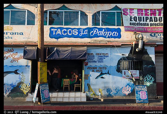 Fish taco restaurant, Ensenada. Baja California, Mexico (color)