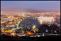 Harbor at night from above, Ensenada. Baja California, Mexico ( color)