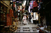 Narrow alley lined with shops. Jerusalem, Israel (color)