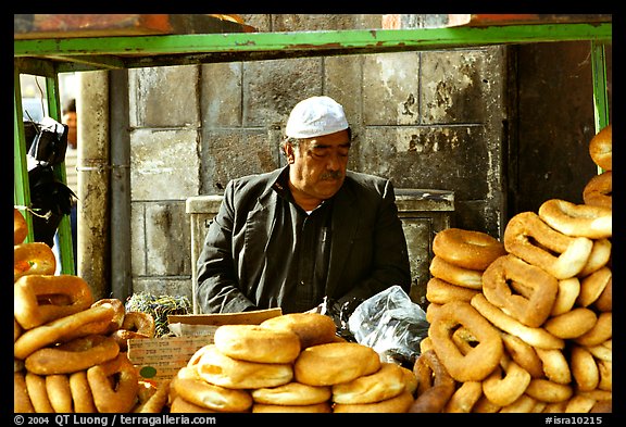 Arab bread vendor. Jerusalem, Israel