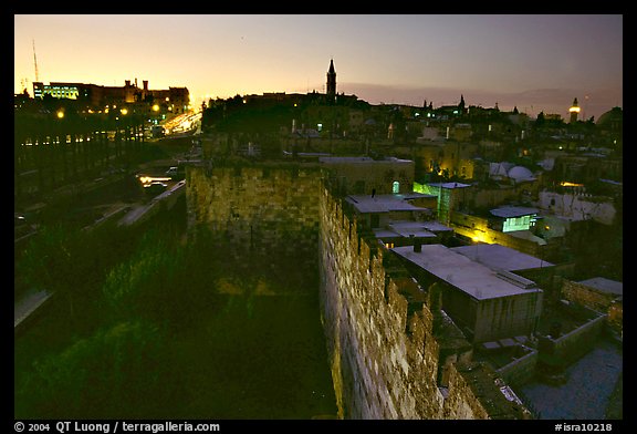 Old town remparts at dusk. Jerusalem, Israel (color)