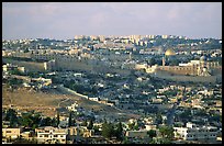 Old town skyline with remparts and Dome of the Rock. Jerusalem, Israel ( color)