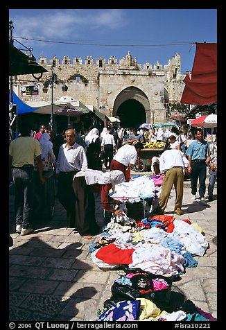 Street market inside the old town next to the remparts. Jerusalem, Israel