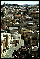 Crowded streets and roofs of the old town. Jerusalem, Israel (color)