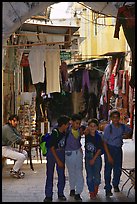 Children in a busy old town alley. Jerusalem, Israel