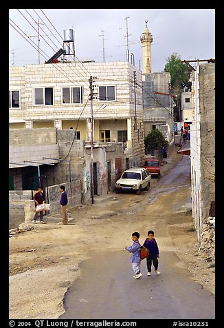 Two schoolchildren in a street of East Jerusalem. Jerusalem, Israel