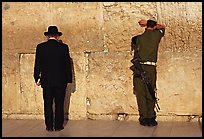 Orthodox Jew and soldier at the Western Wall. Jerusalem, Israel